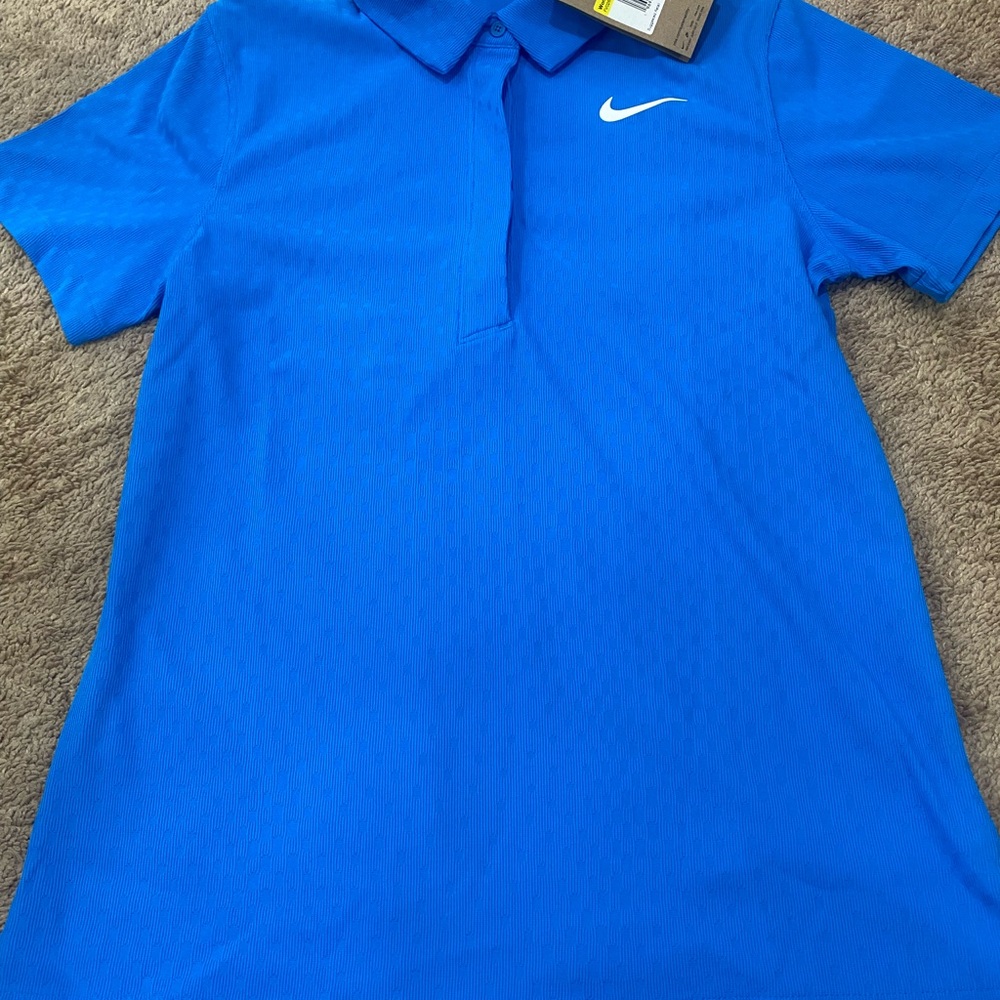 Nike Women’s Blue Dri-FIT Golf Polo with Swoosh